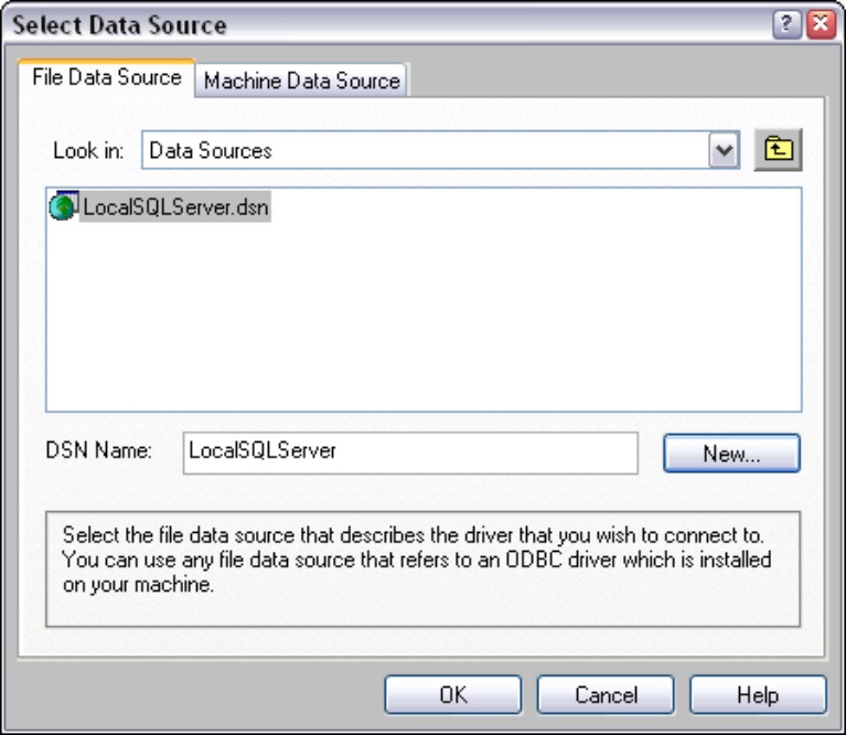 Using an ODBC connection to link to SQL Server using a File DSN